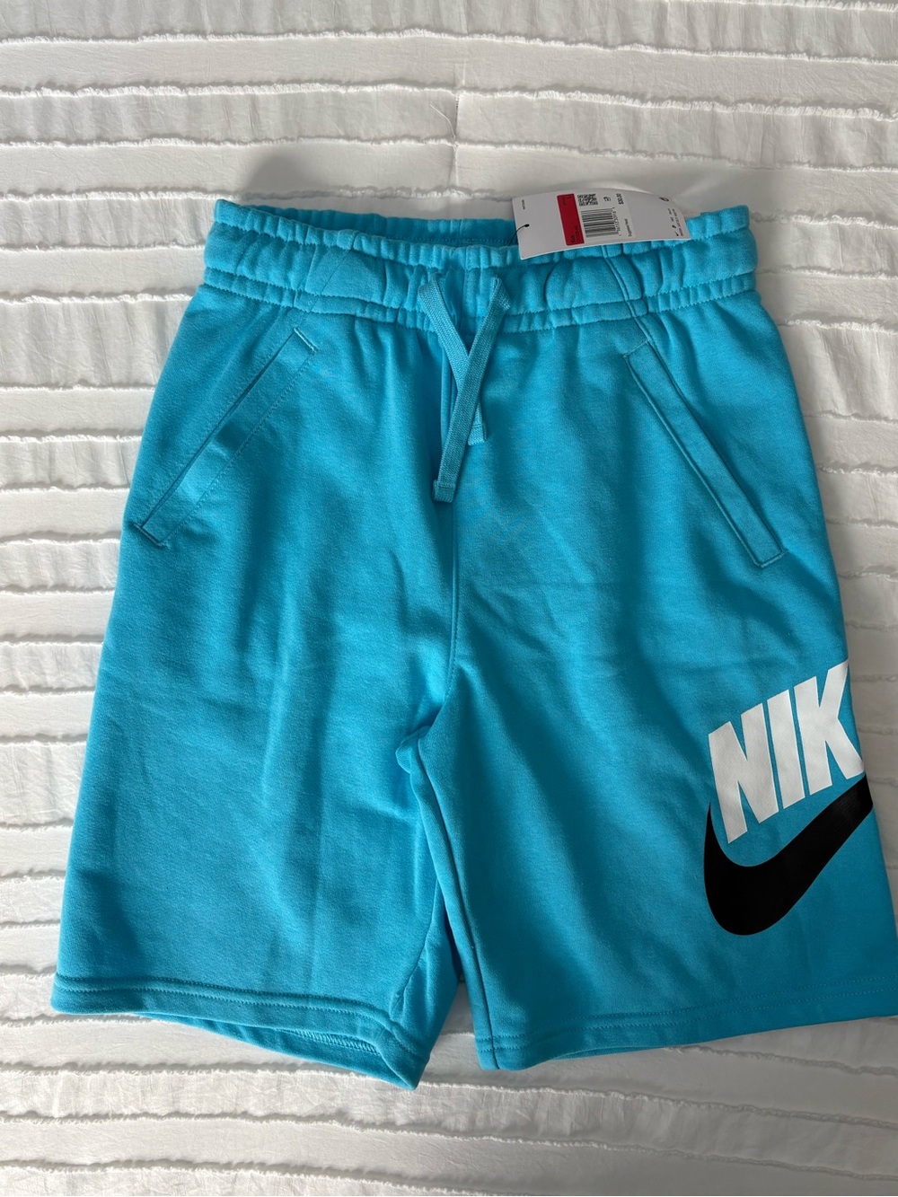 Nike Boys Aqua Blue Logo Athletic Shorts